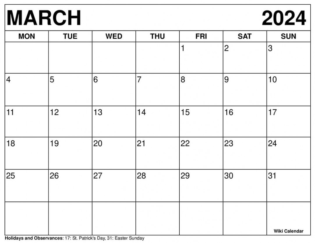 Printable March  Calendar Templates With Holidays