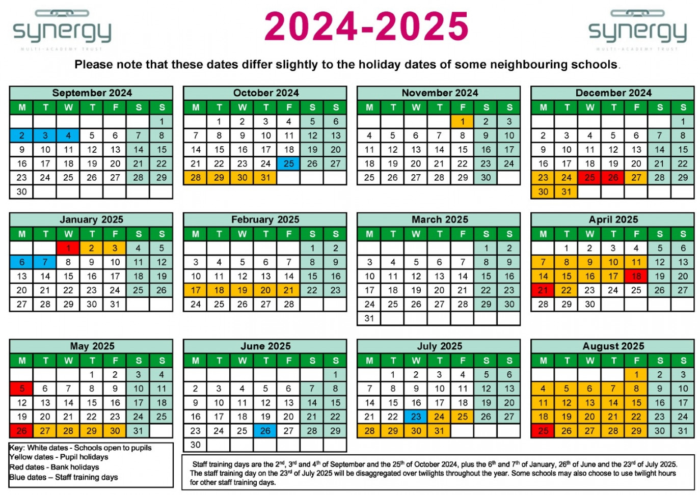 Synergy Multi-Academy Trust - Synergy Term Dates