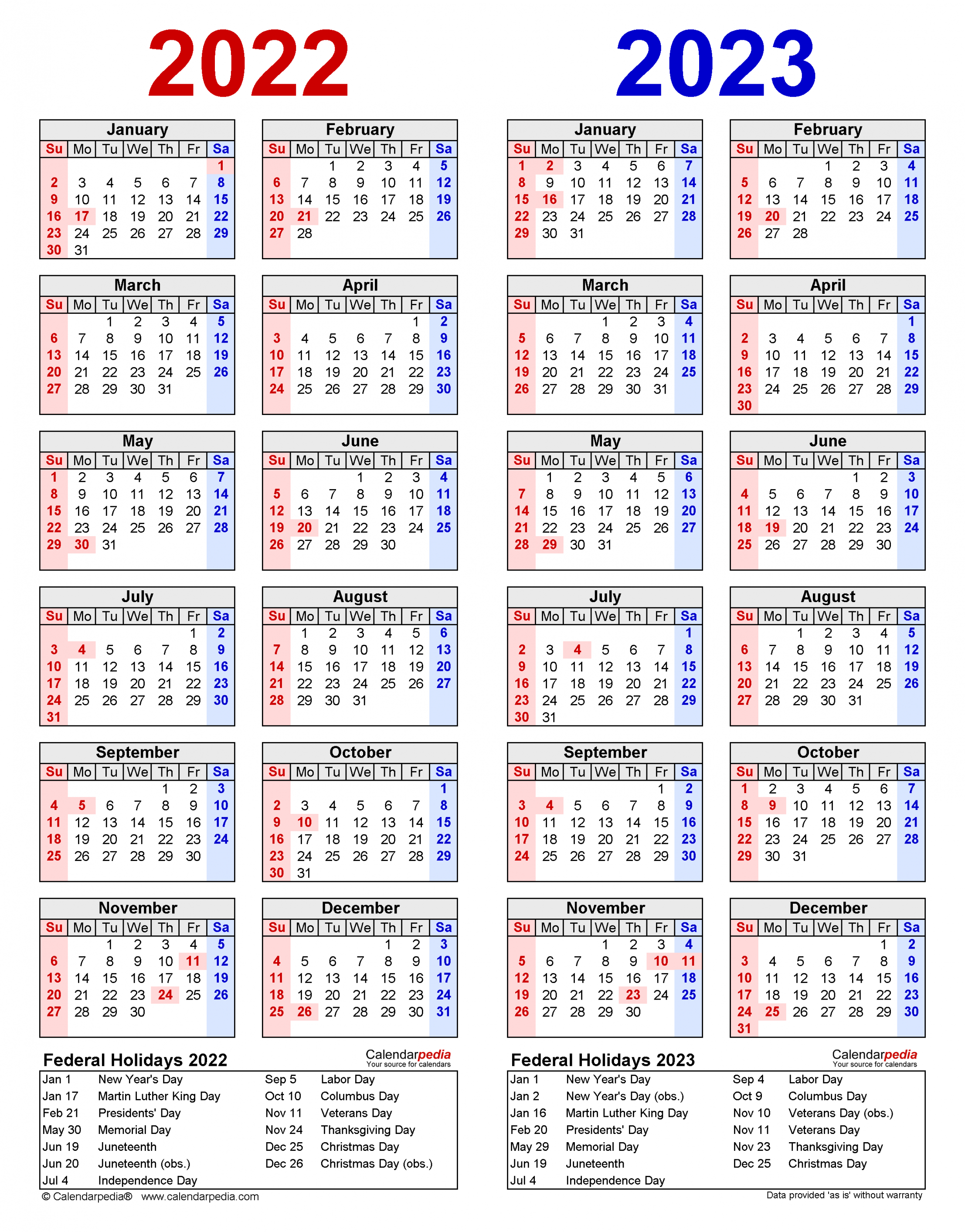 - Two Year Calendar - Free Printable PDF Templates