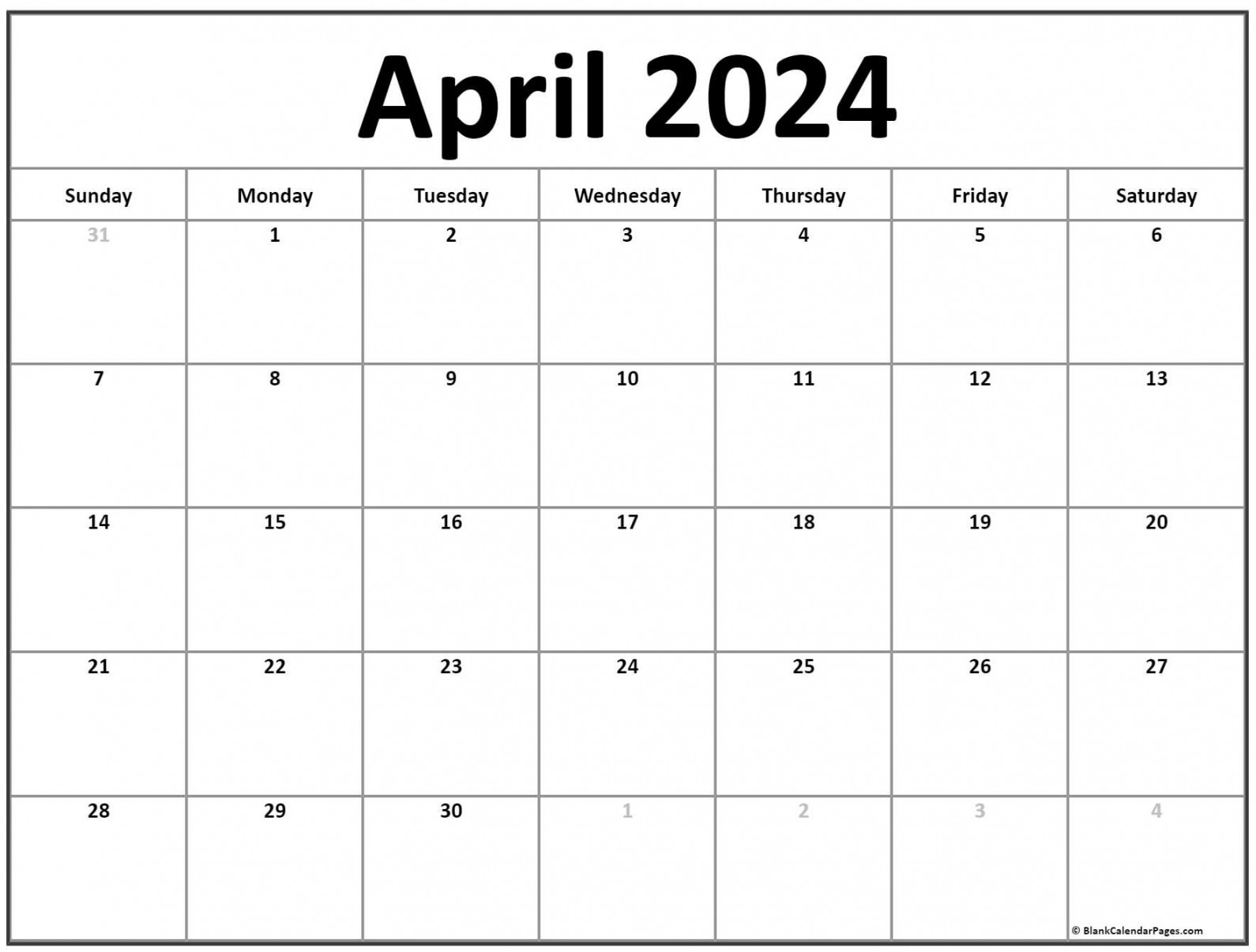 April  calendar  free printable calendar