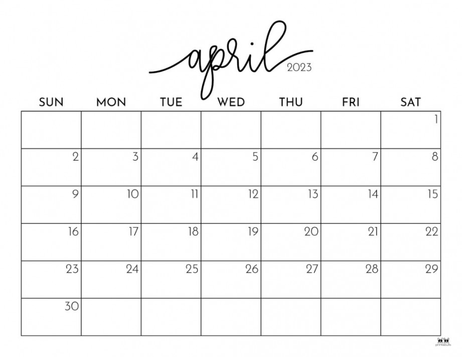 April  Calendars -  FREE Printables  Printabulls