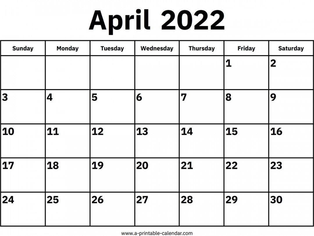 April  Calendars – Printable Calendar