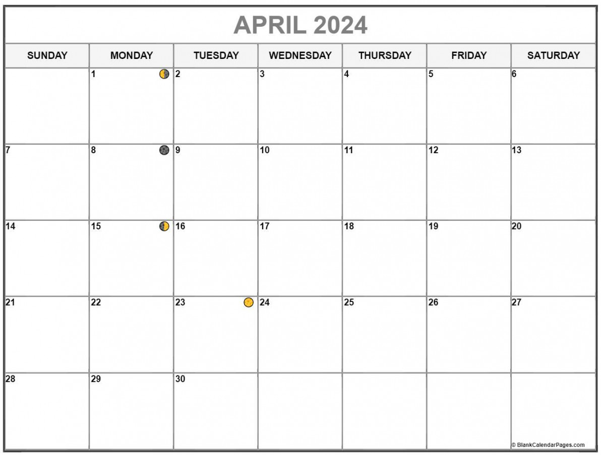 April lunar calendar moon phase calendar