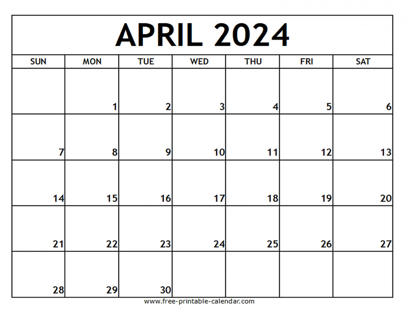 April printable calendar free printable calendar