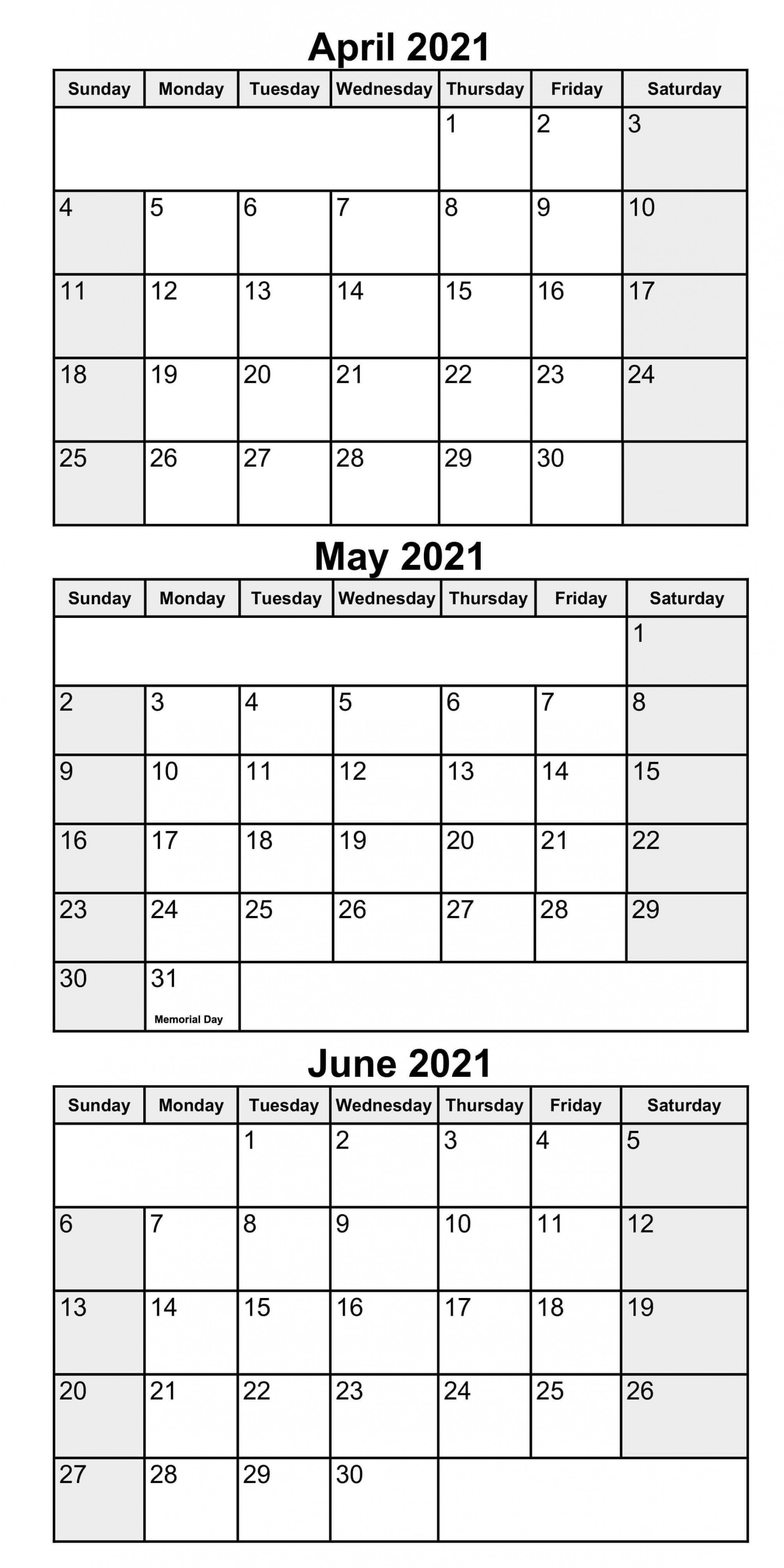 Blank April May June  Calendar Template  Calendar template