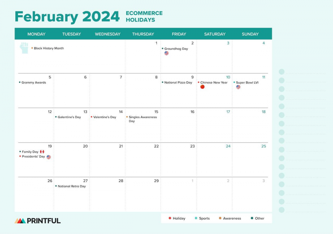 Ecommerce Holiday Calendar : Sales Events and Key Dates  Printful
