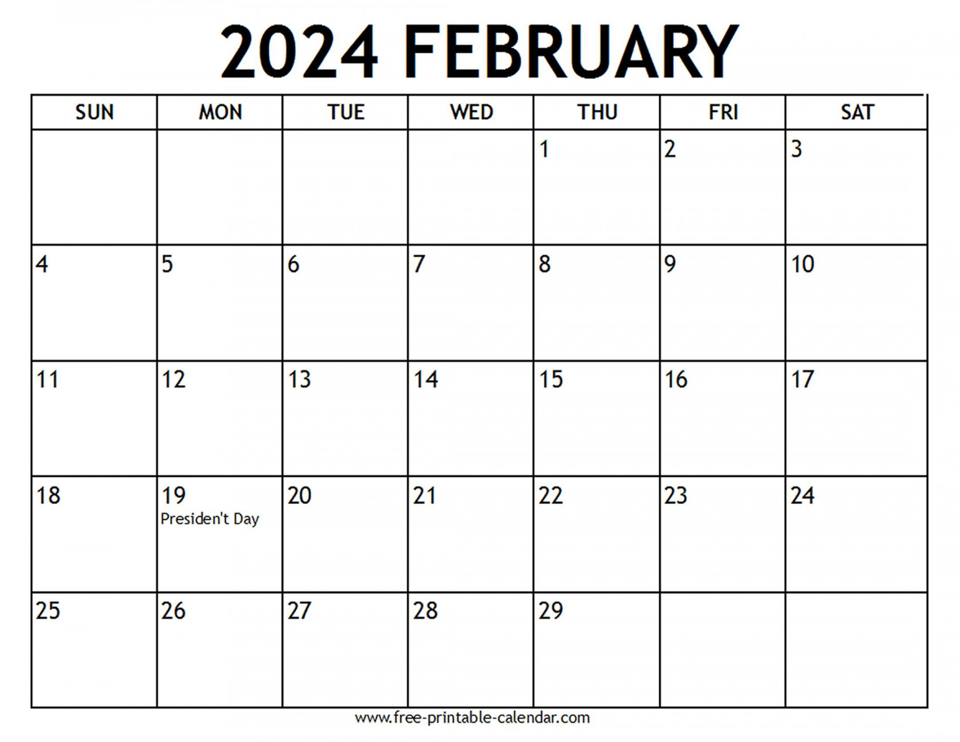 February calendar us holidays free printable calendar