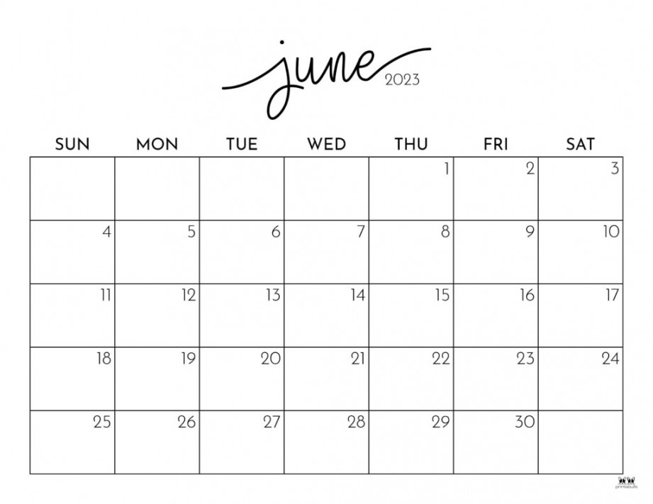 June  Calendars -  FREE Printables  Printabulls