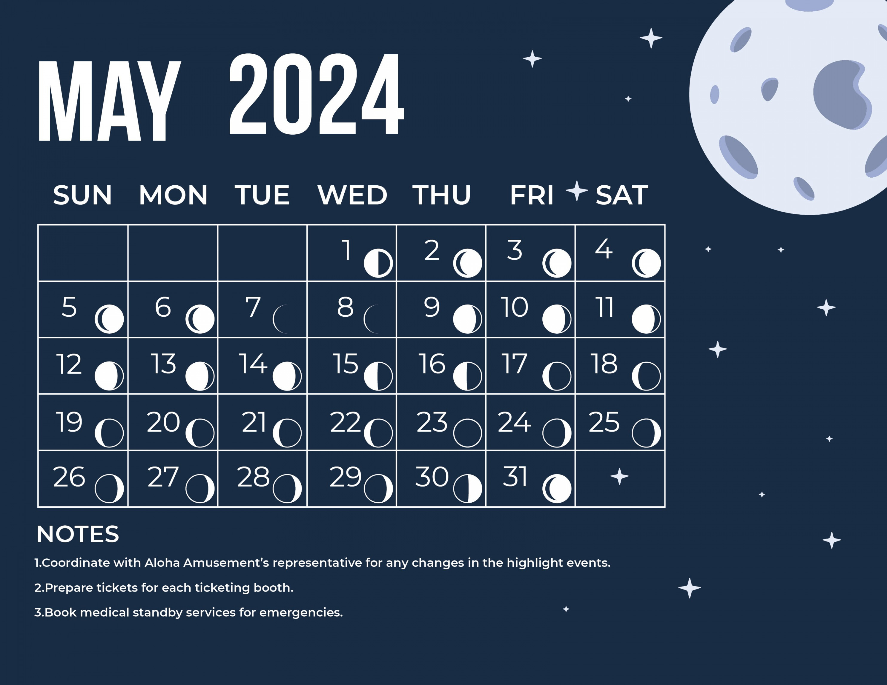 Lunar Calendar May  in EPS, Illustrator, JPG, MS Word, SVG