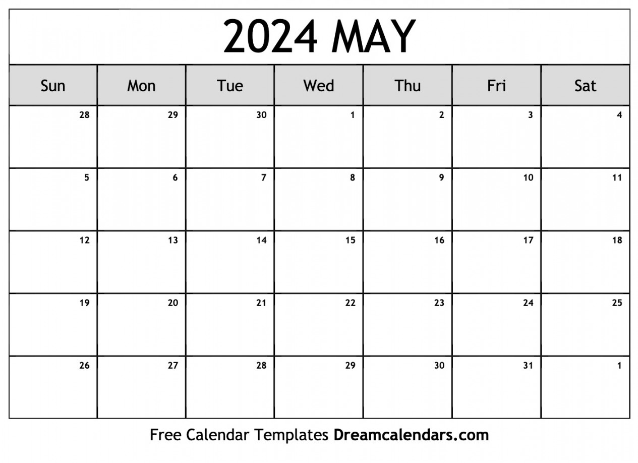 May  calendar  Free blank printable with holidays