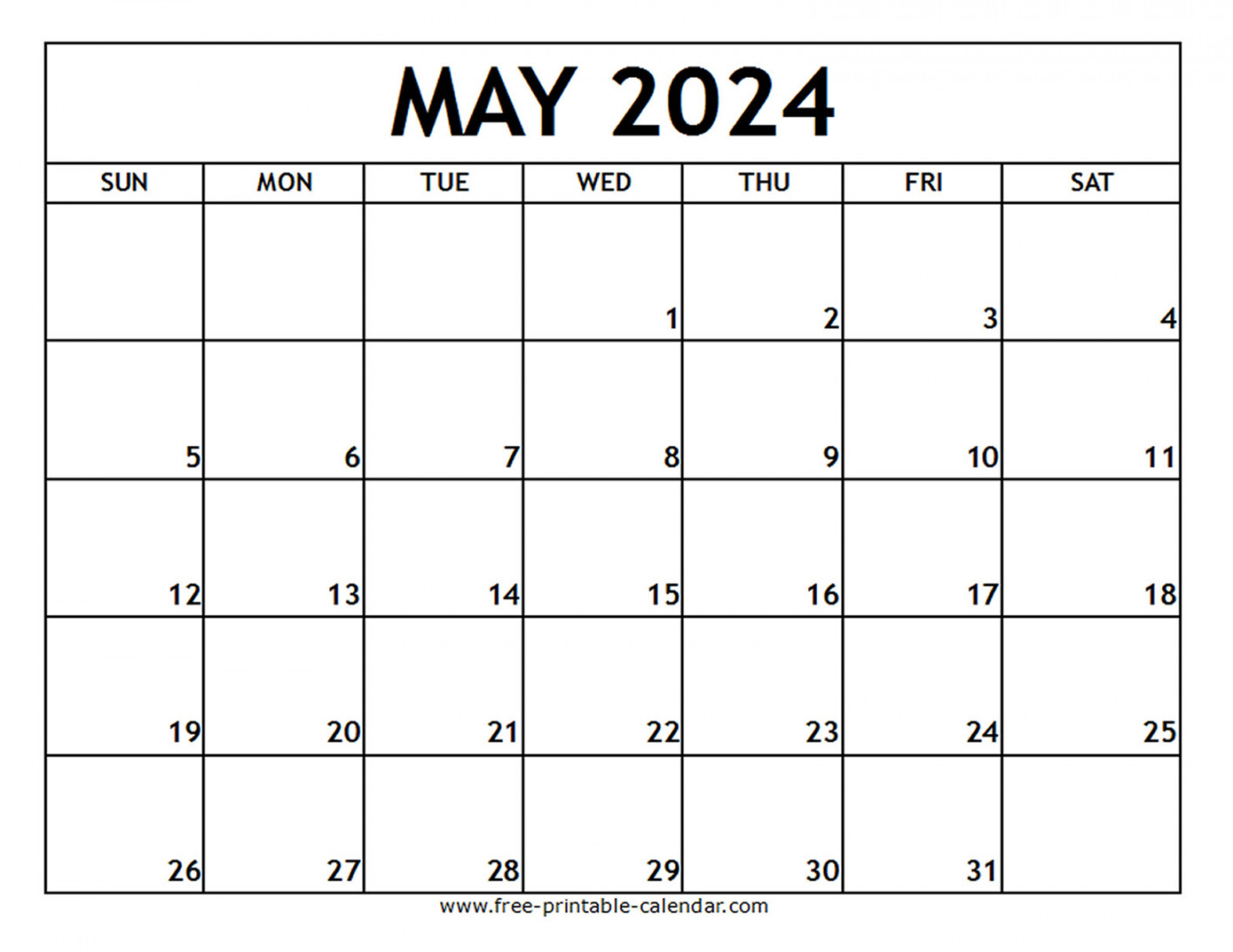 May  Printable Calendar - Free-printable-calendar