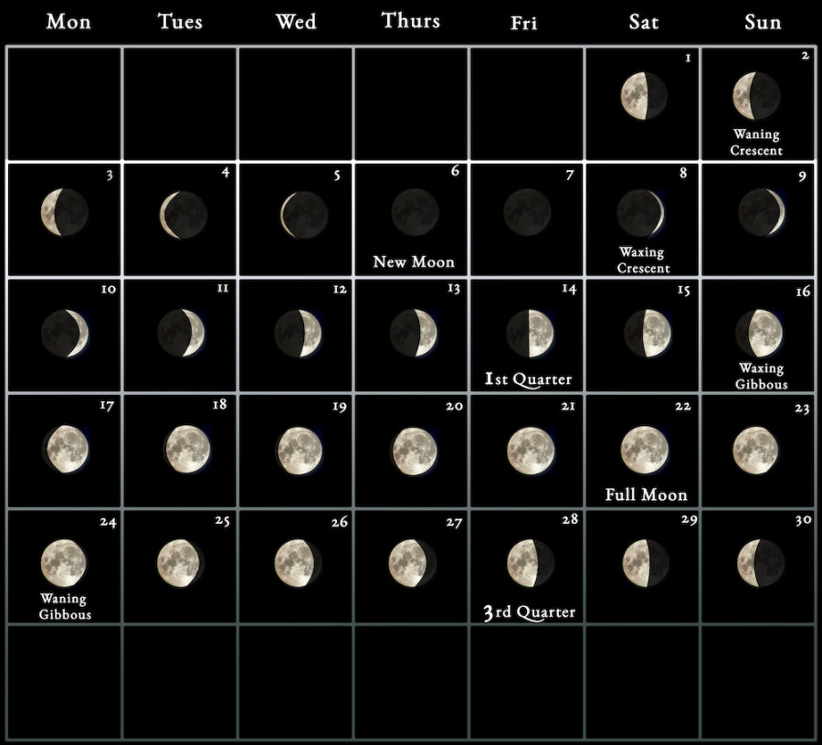 Moon Calendar - every phase and stage of the moon