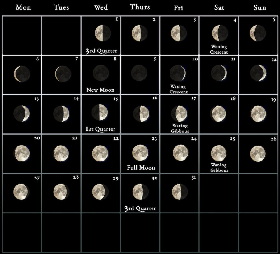 Moon Calendar - every phase and stage of the moon