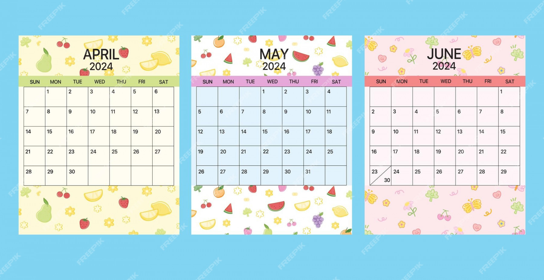 Premium Vector   april may and june calendar template design