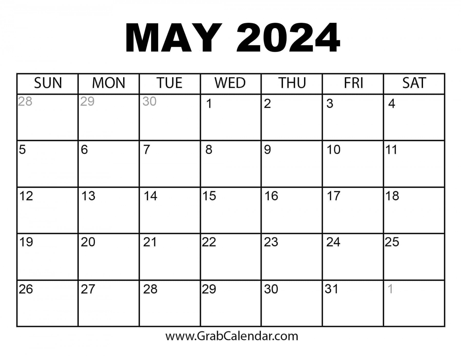 Printable May  Calendar