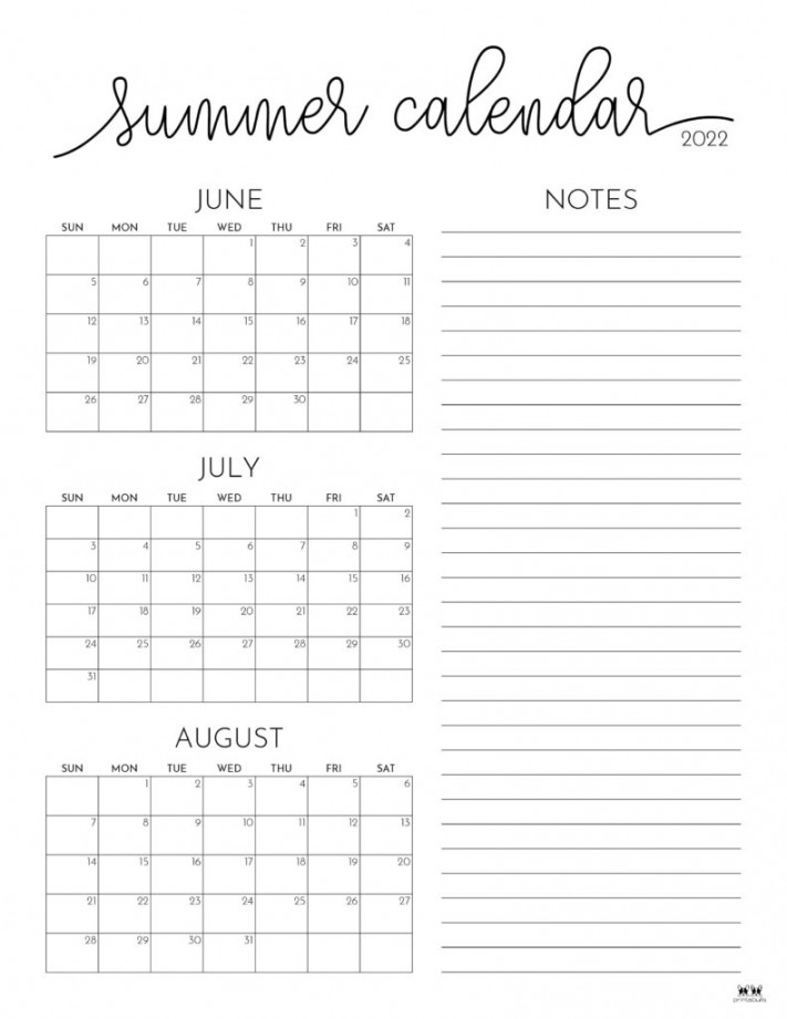 Summer Calendars -  FREE Printables  Printabulls