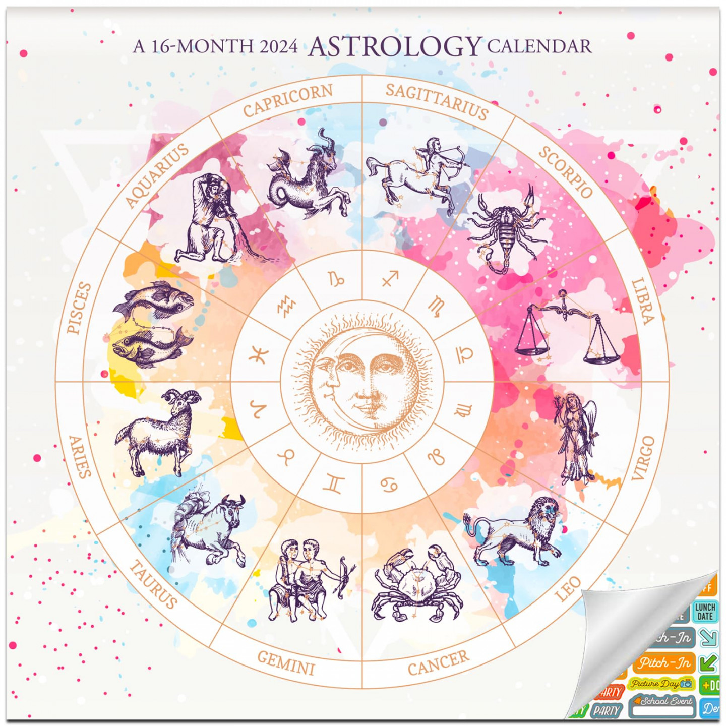 Astrology Calendar  - Deluxe  Astrology Wall Calendar Bundle with  Over  Calendar Stickers (Horoscope Gifts, Office Supplies)