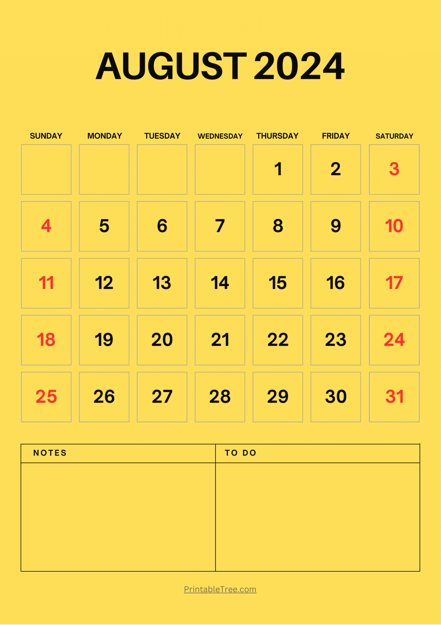 August  Calendar Printable PDF Templates Free Download