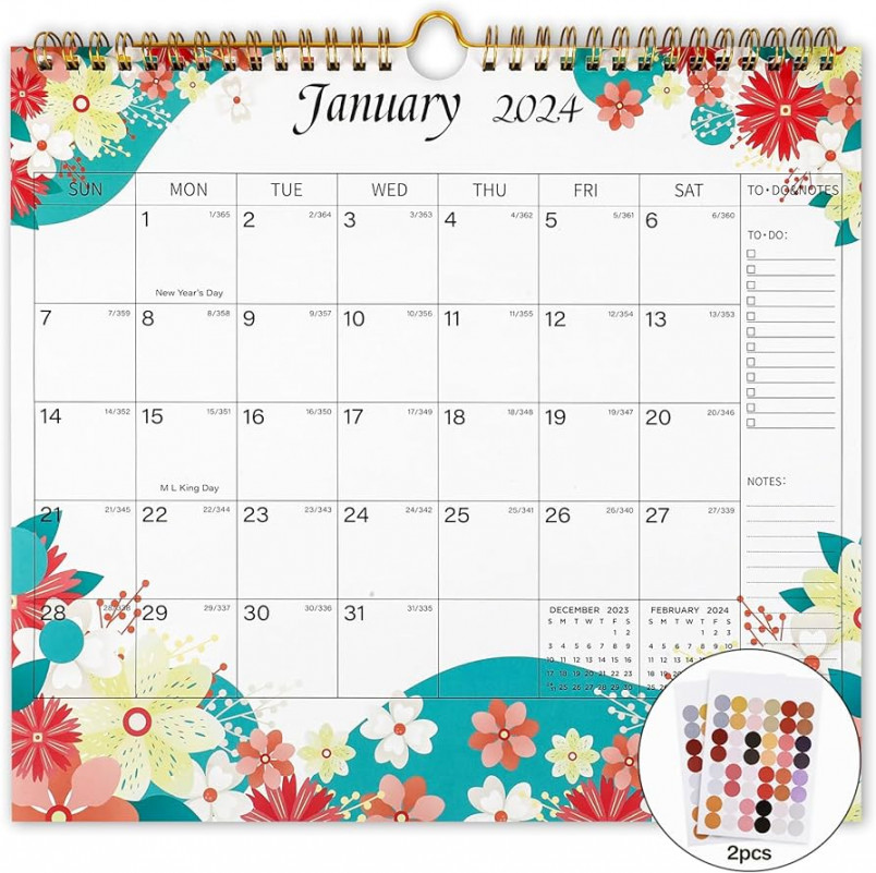 Calendar - from Now to December ,  Monthly Wall Calendar  -,  x . Inches