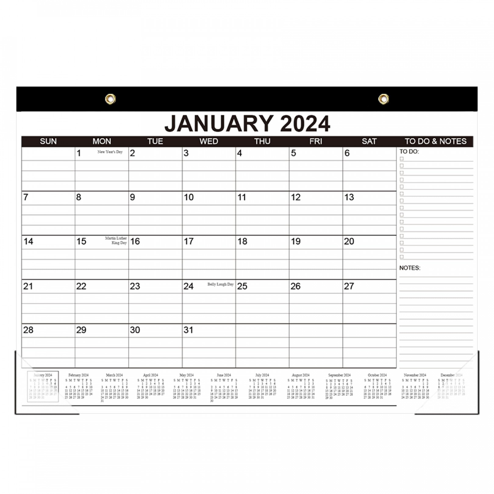 Desk Calendar - Months Calendar from January  - December ,   Calendar with to-do List, × Inch, Black