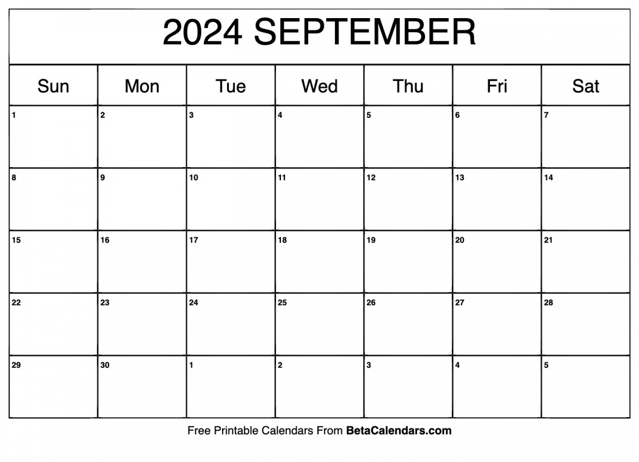 Free Printable September  Calendar