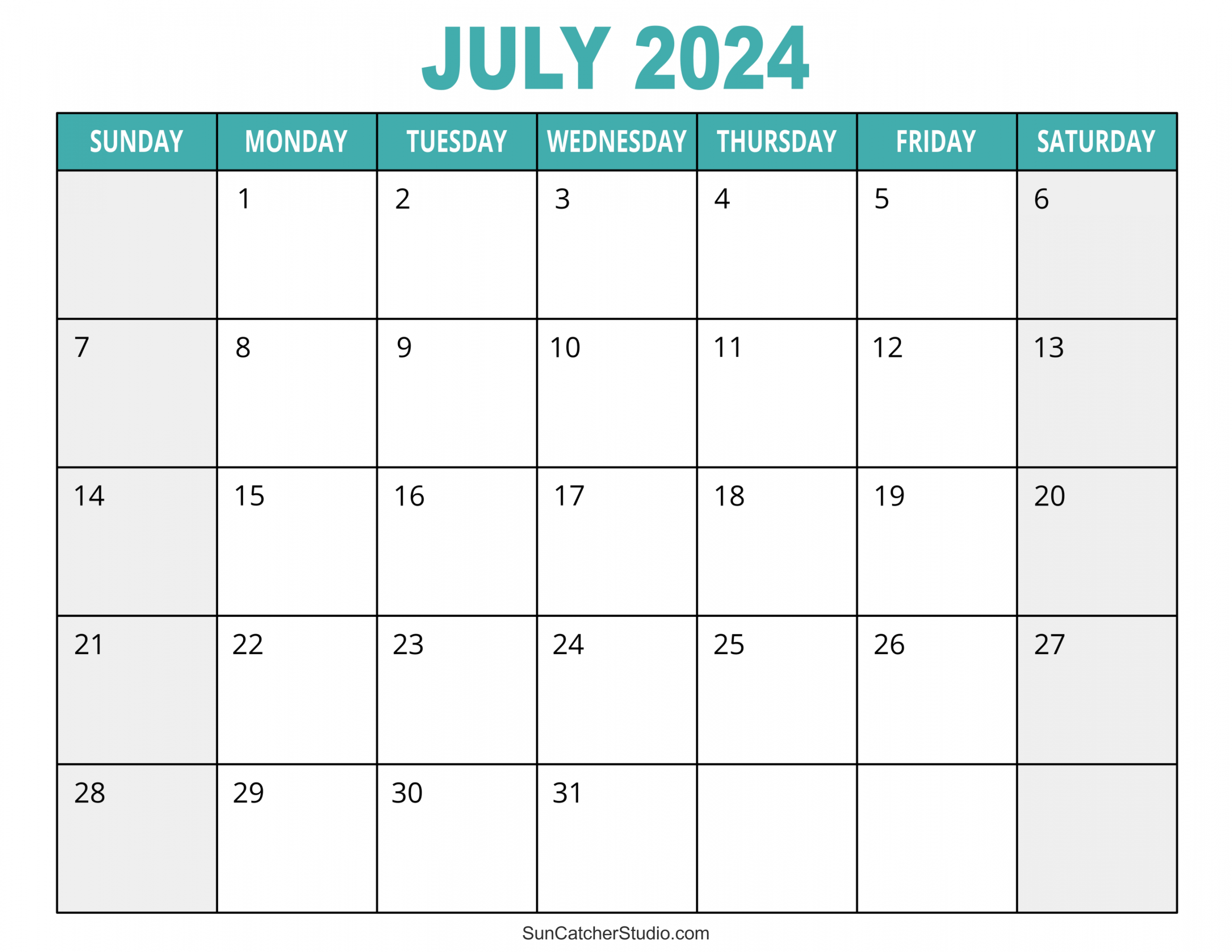 July  Calendar (Free Printable) – DIY Projects, Patterns
