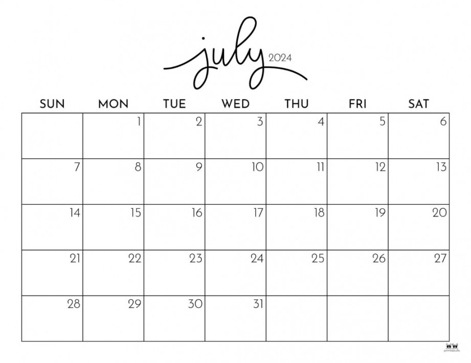 July  Calendars -  FREE Printables  Printabulls