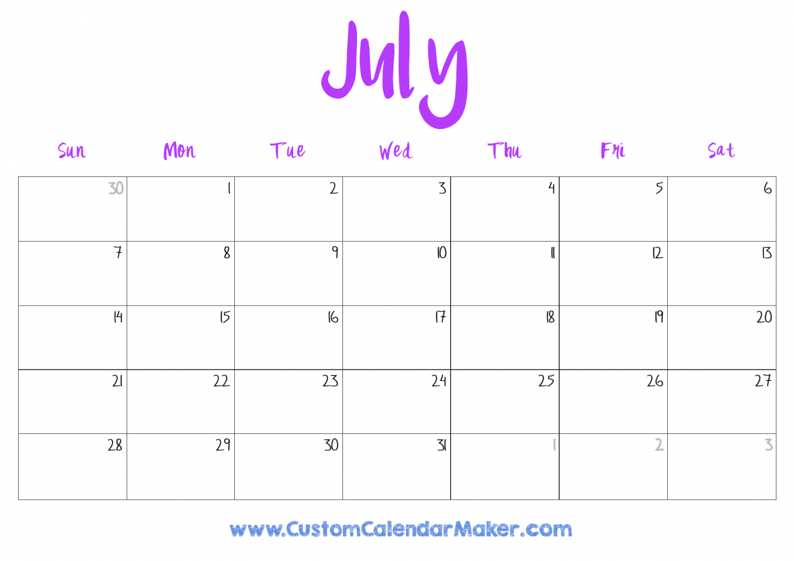 July  Printable Calendar ( Free Templates + PDF)