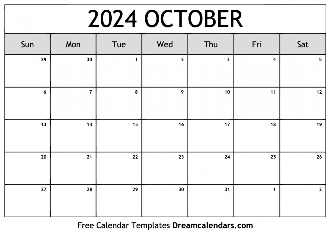 October  calendar  Free blank printable with holidays