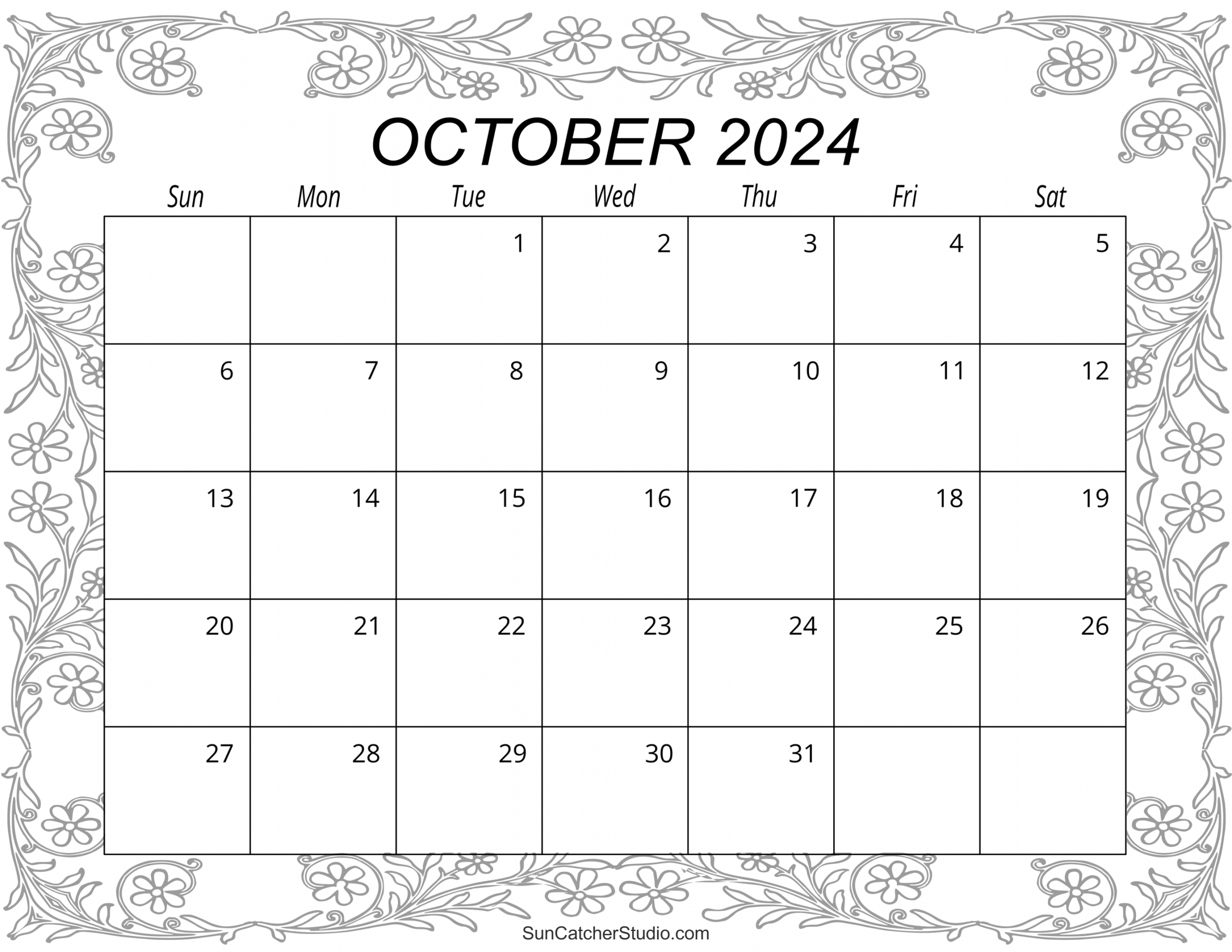 October  Calendar (Free Printable) – DIY Projects, Patterns