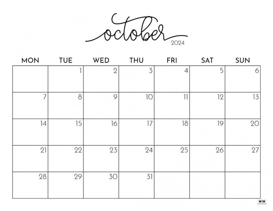 October  Calendars -  FREE Printables  Printabulls