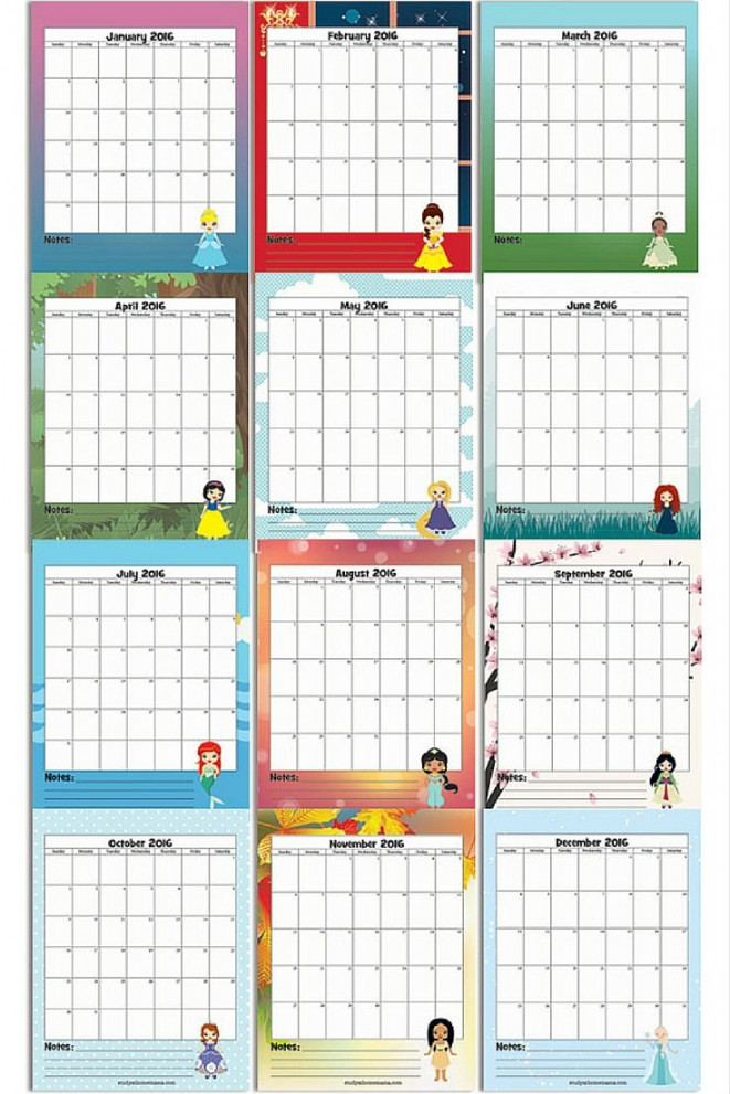 Princess Calendar (Free Printable) ⋆ Sugar, Spice and