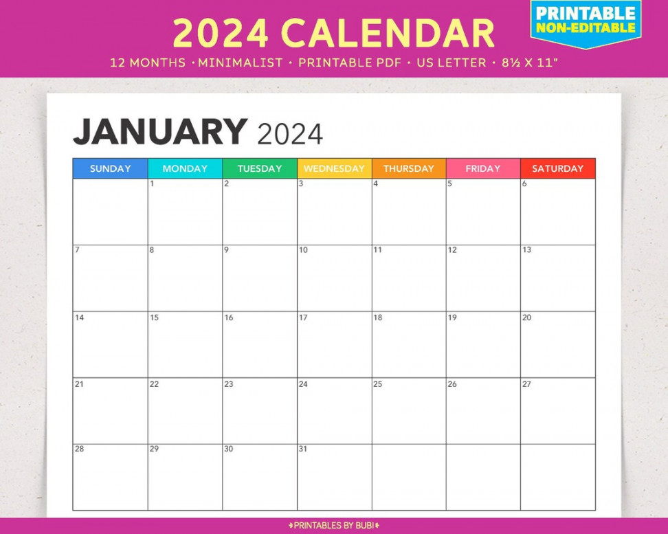 Printable  Calendar,  Monthly Planner, Monthly Calendar Printable  PDF, Landscape Calendar US Letter Size, Sunday Start  Planner - Etsy