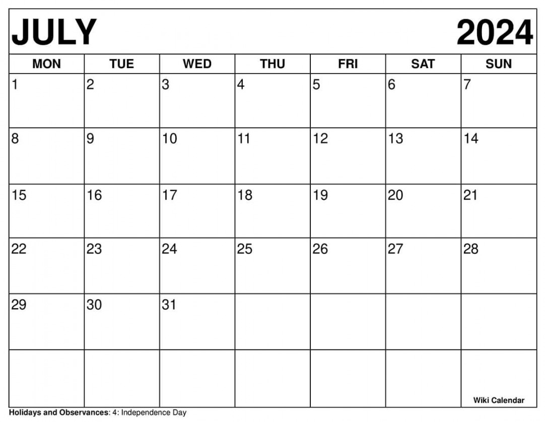 Printable July  Calendar Templates With Holidays