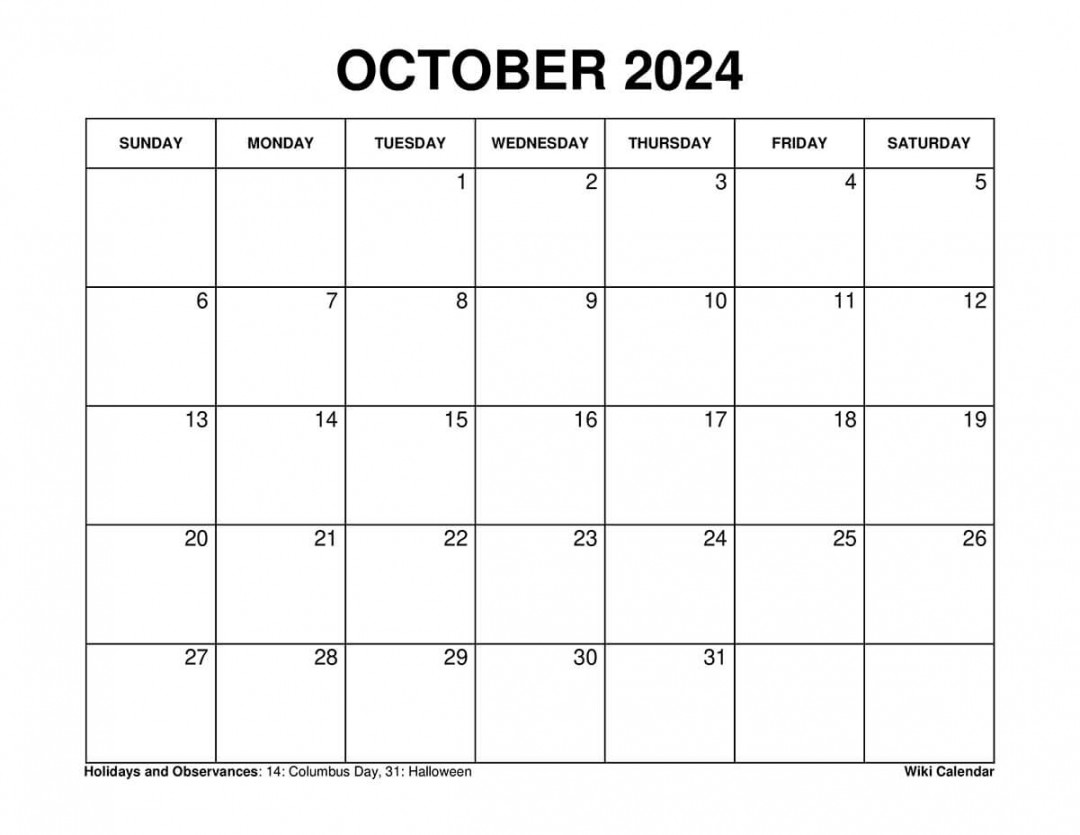 Printable October  Calendar Templates With Holidays