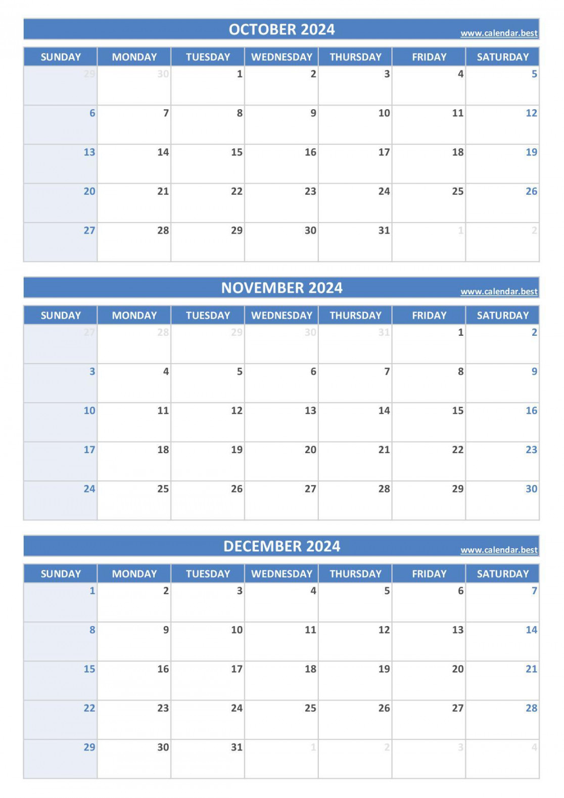 Printable th quarter 202 calendar