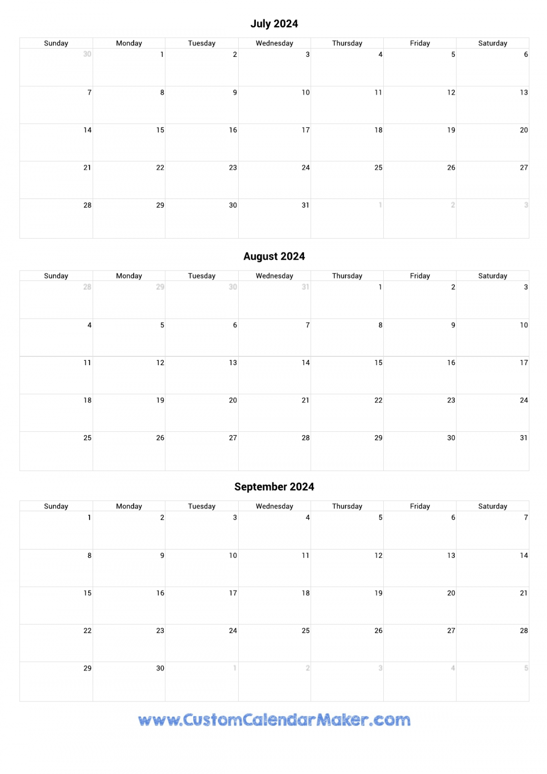 Quarterly Calendar  - Q Q Q & Q Printable Templates