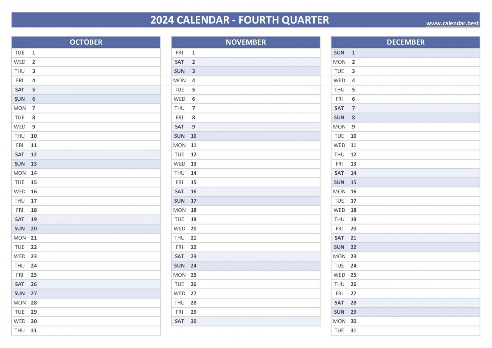 quarterly calendar to print