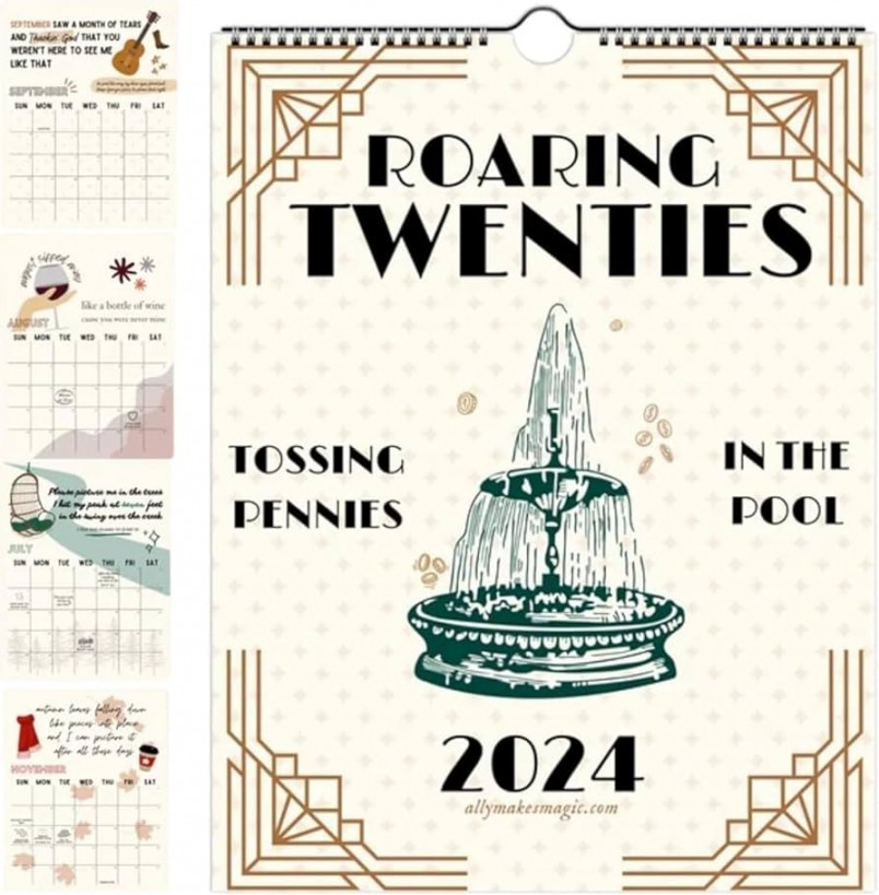 Roaring Twenties Calendar Wall Calendar,  TS Lyrics Calendar，  Lyric Calendar TS Roaring Twenties Taylor Calendar,  Monthly Calendar