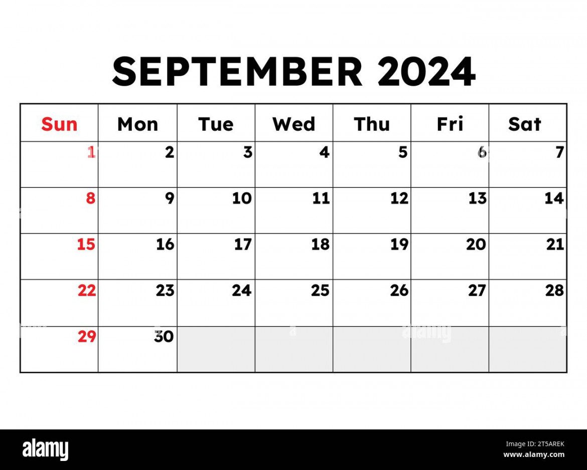 September  calendar. Vector illustration