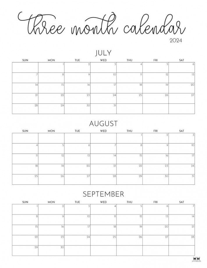 Three Month/Quarterly Calendars -  FREE Calendars  Printabulls