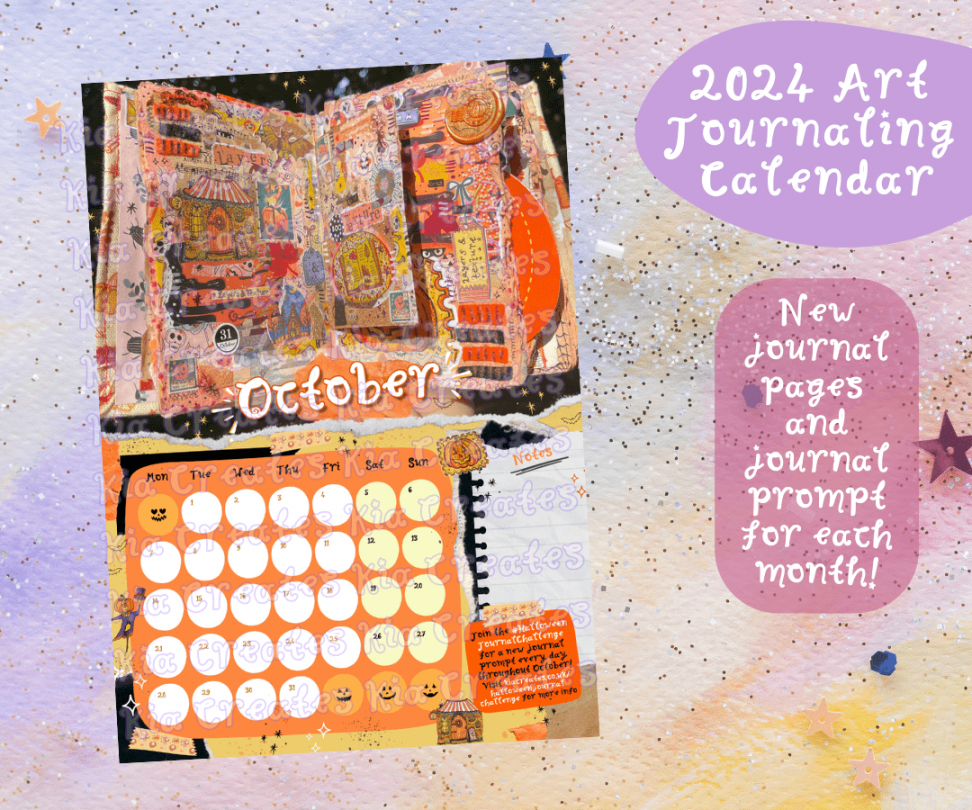 Art Journal Calendar by Kia Creates  Journal inspiration  Journal  prompt every month  Wall calendar Journaling Gift