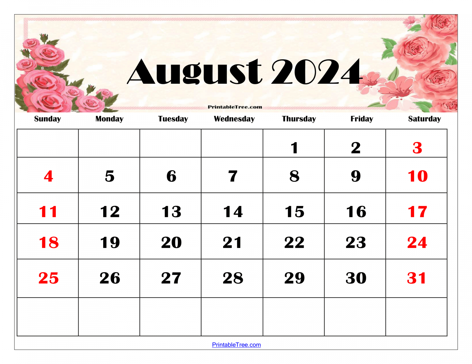 August  Calendar Printable PDF Templates Free Download