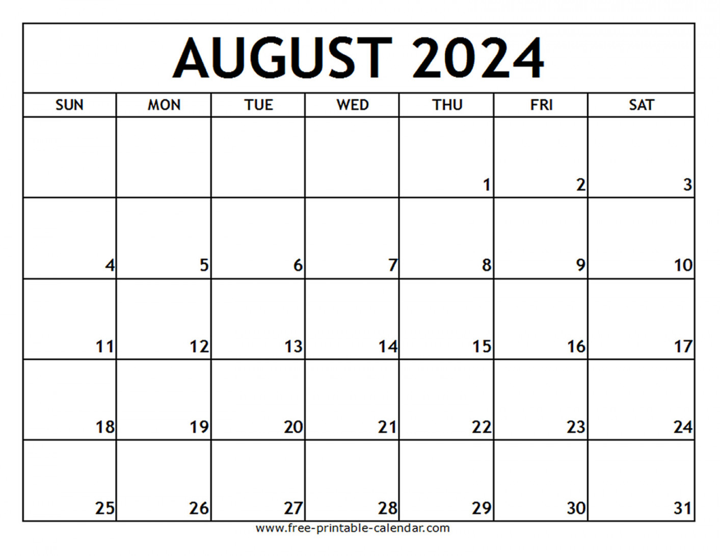 August printable calendar free printable calendar