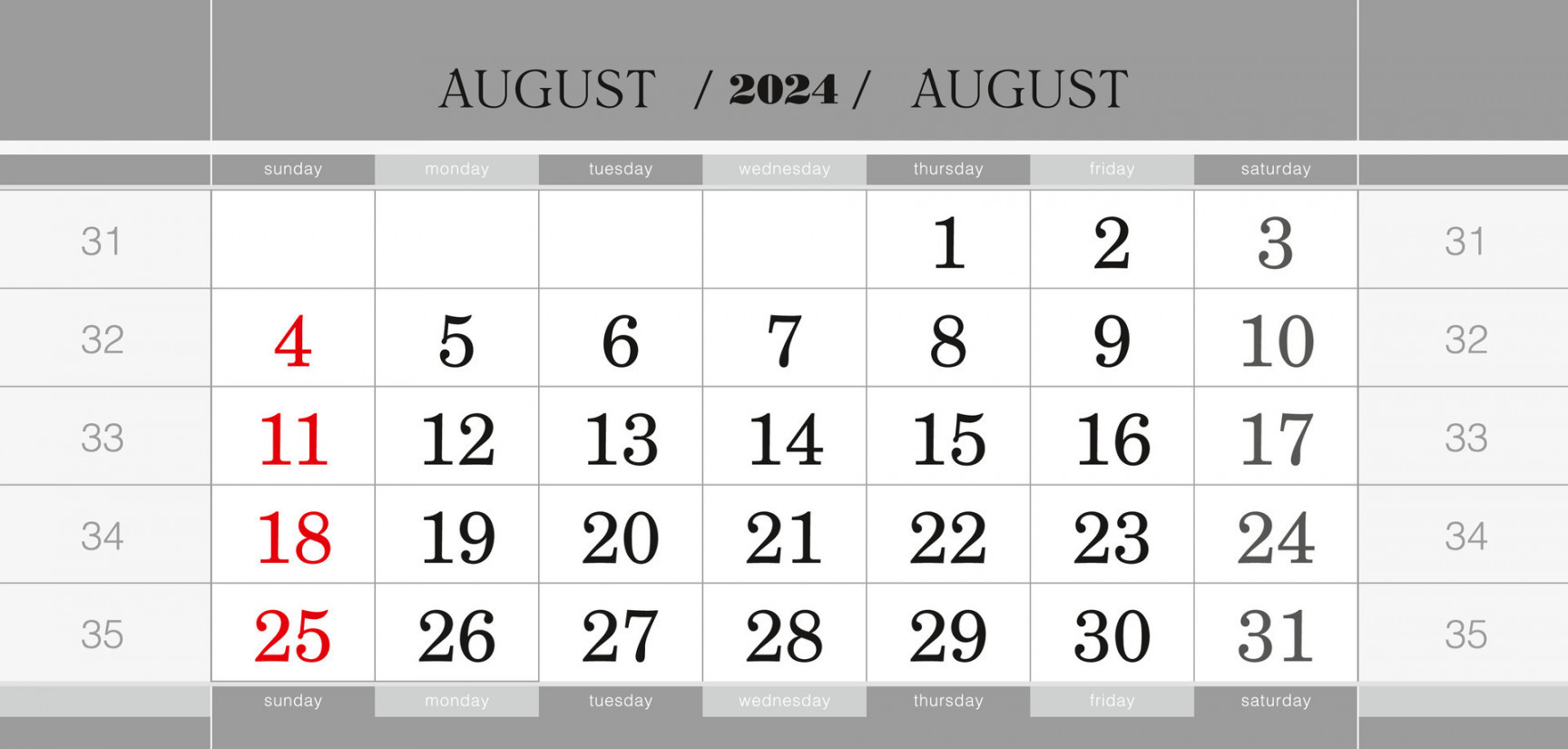 August  quarterly calendar block