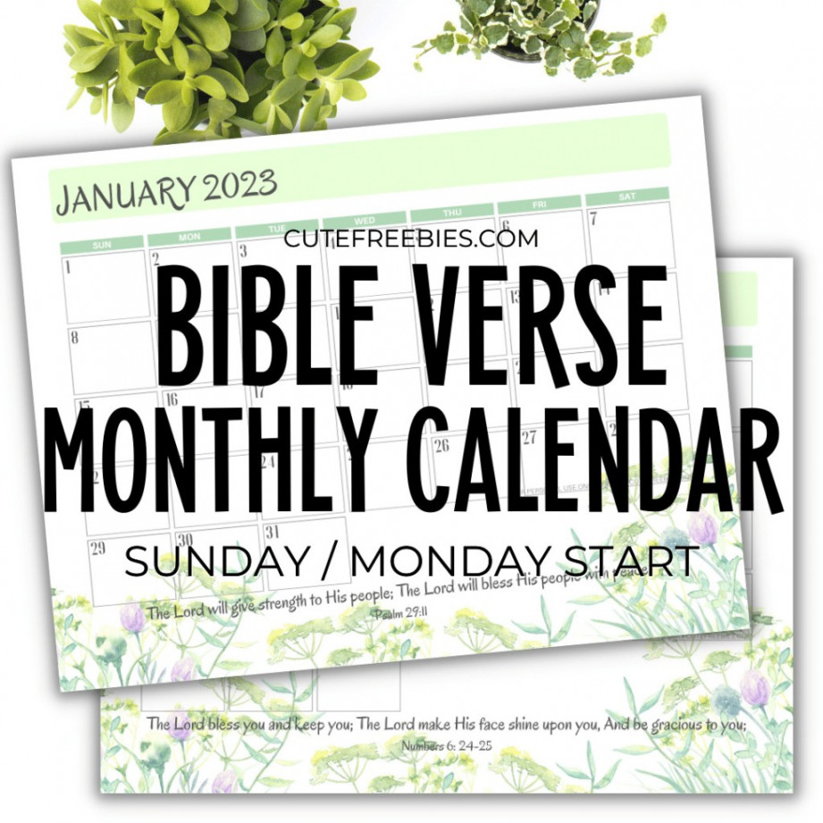 Bible Verse Calendar Free Printable - Cute Freebies For You