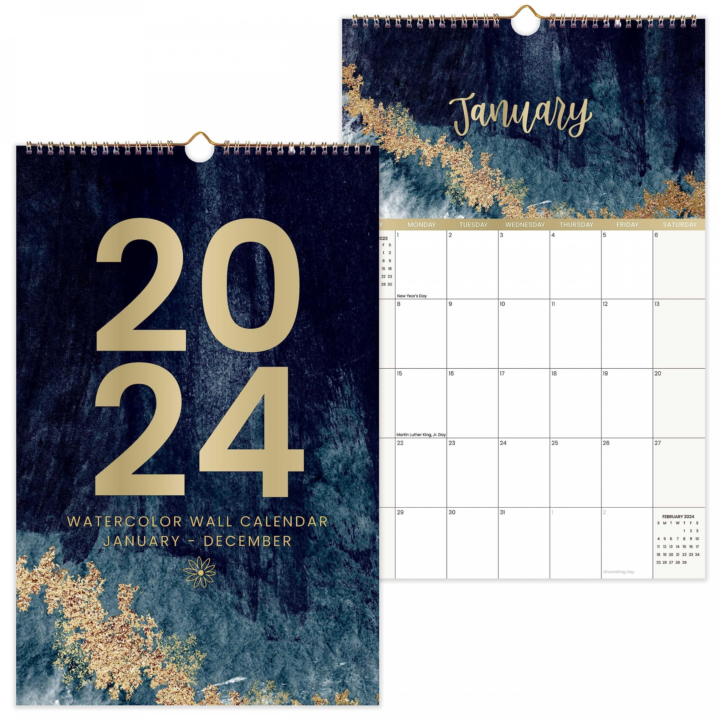 bloom daily planners  Calendar Year Monthly Hanging Wall Calendar  (January  through December ) - ” x ” - Watercolor