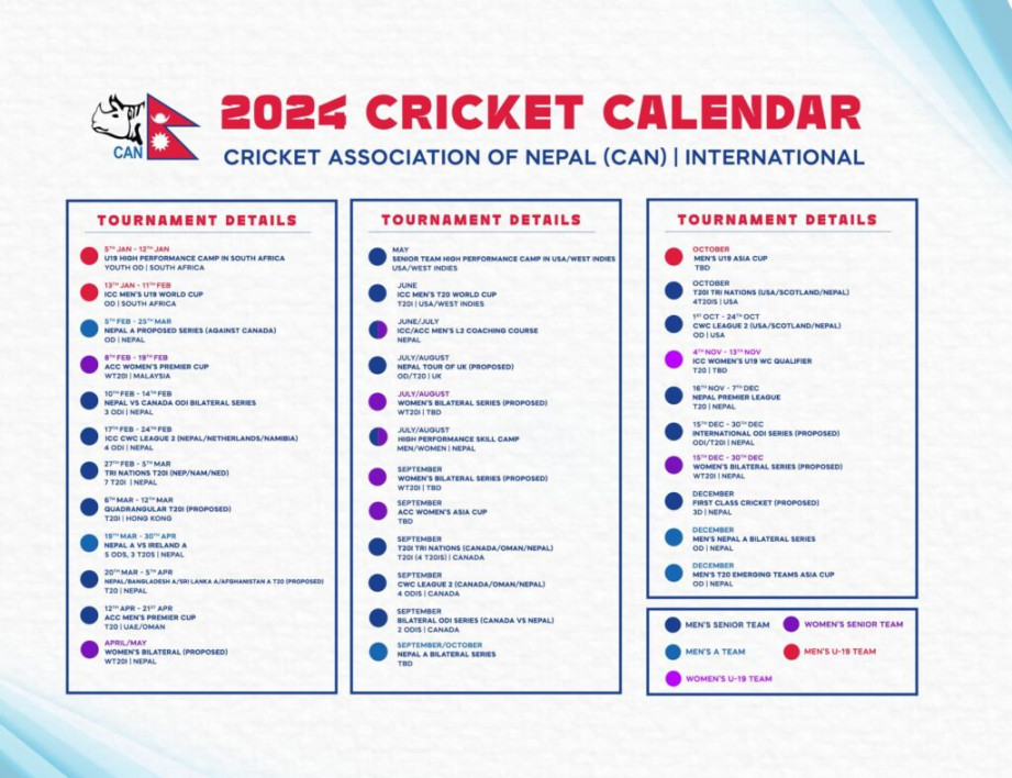 CAN Unveils Cricket Calendar For  - HamroKhelkud