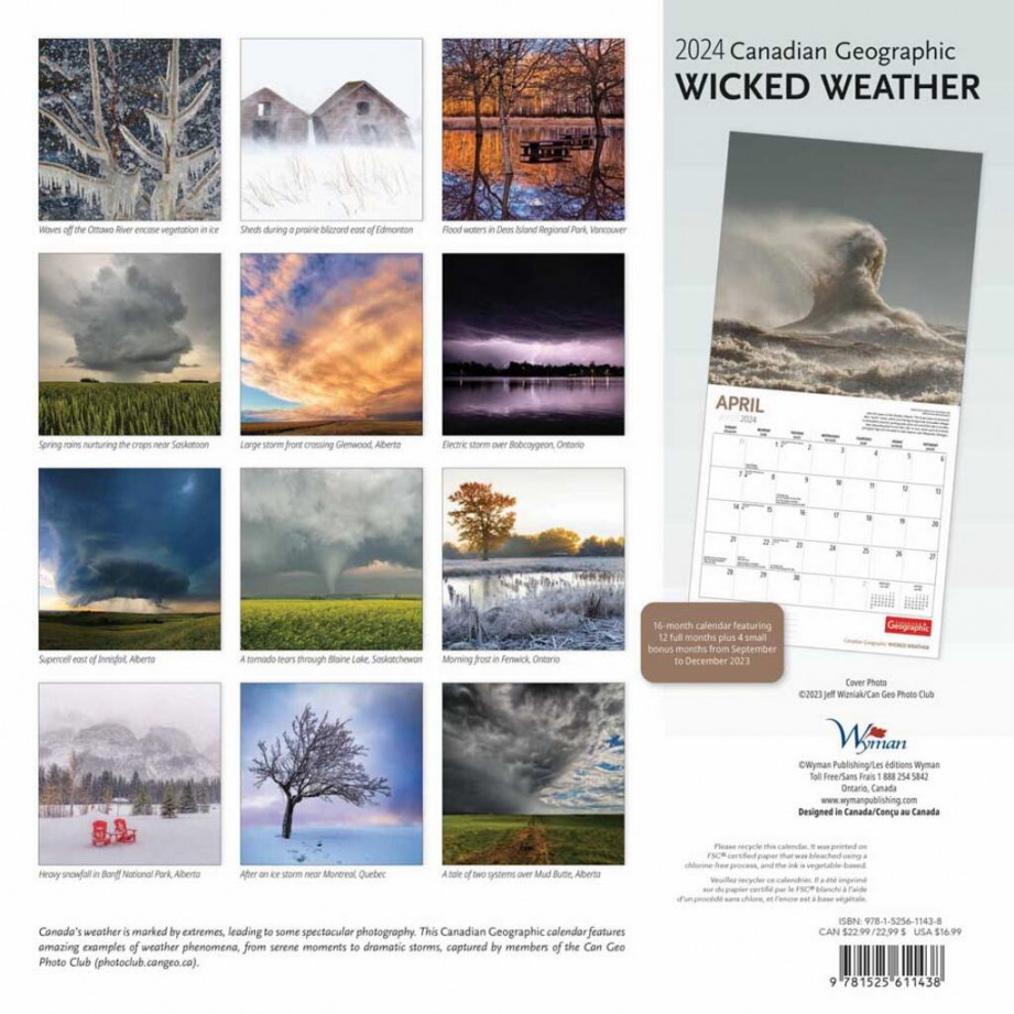 Canadian Geographic Wild Weather  Wall Calendar