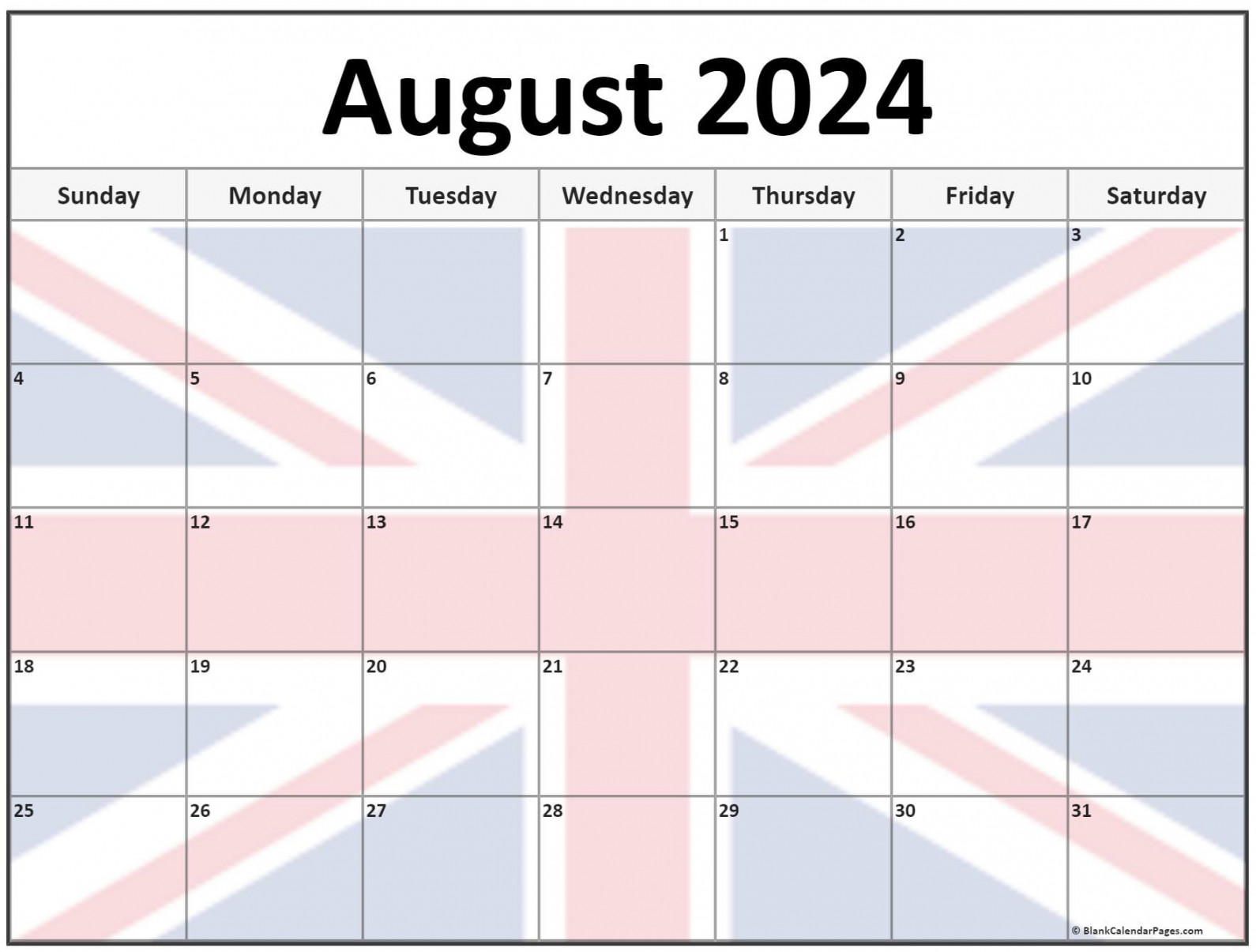 Collection of August  photo calendars with image filters.